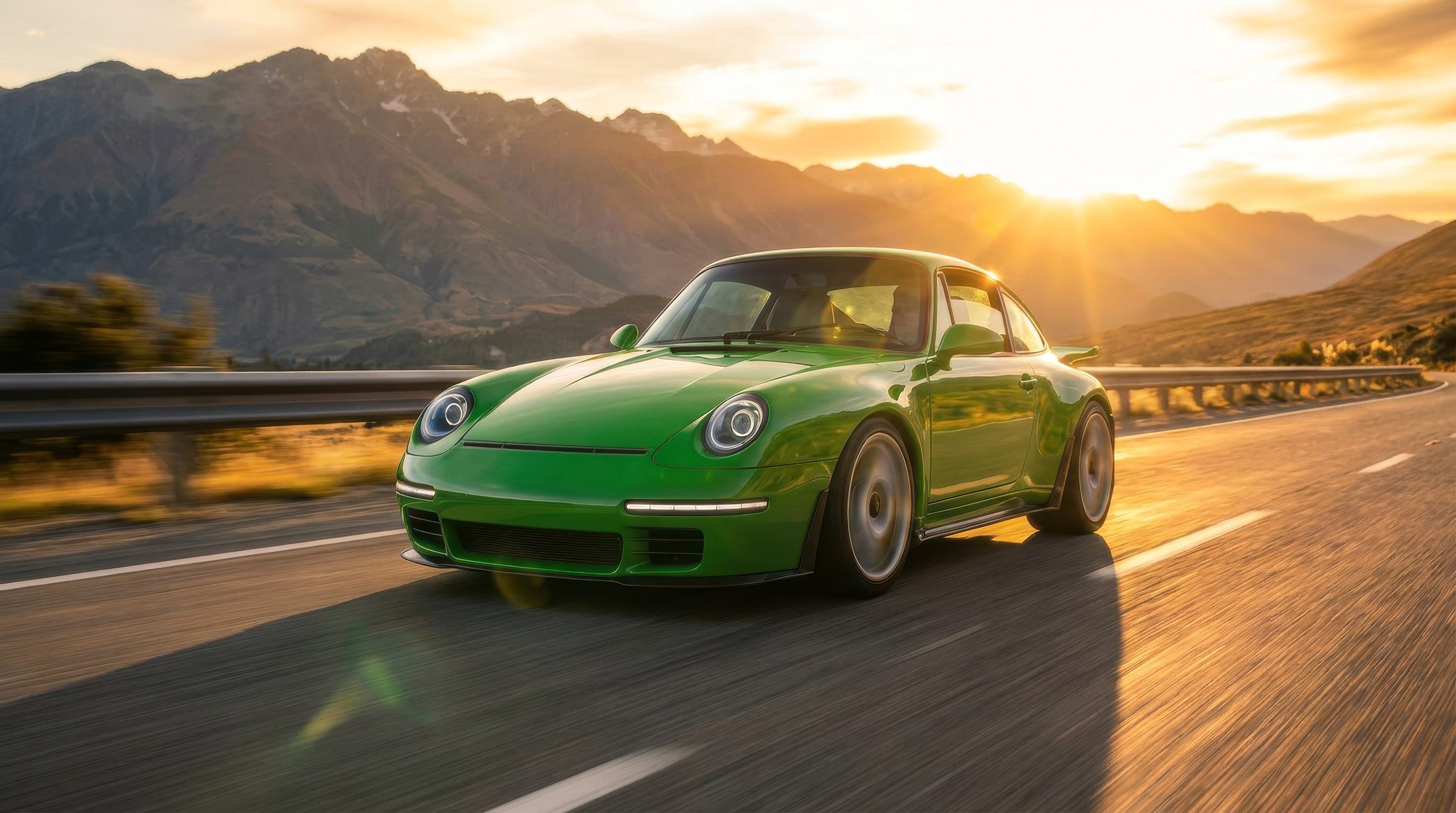 REEN reengineered Porsche 993 on a mountain road